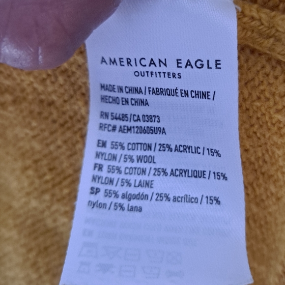 American Eagle Mustard Color Striped Detail Knit Sweatter Size Small - Picture 6 of 7